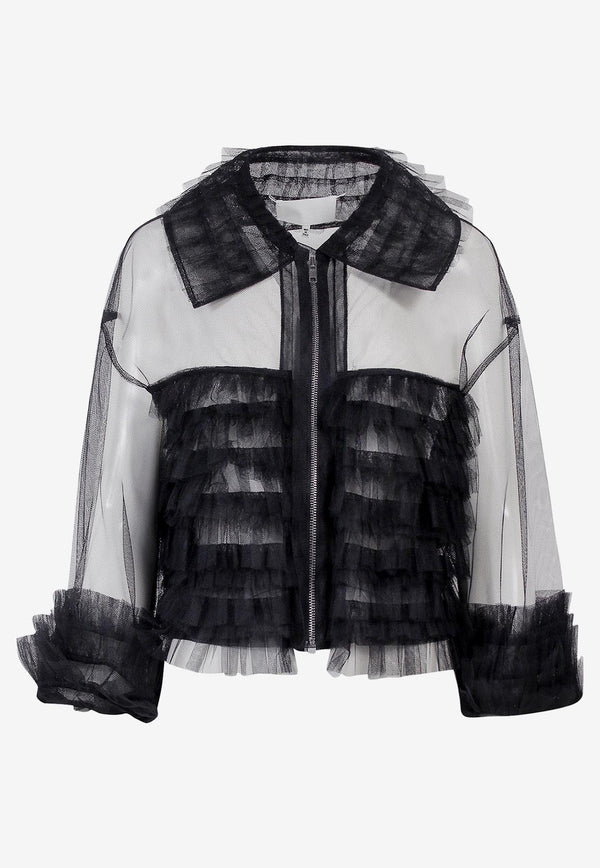 Maison Margiela Sheer Zip-Up Ruffled Jacket Black S31AM0312S54505_900_Black_29848893