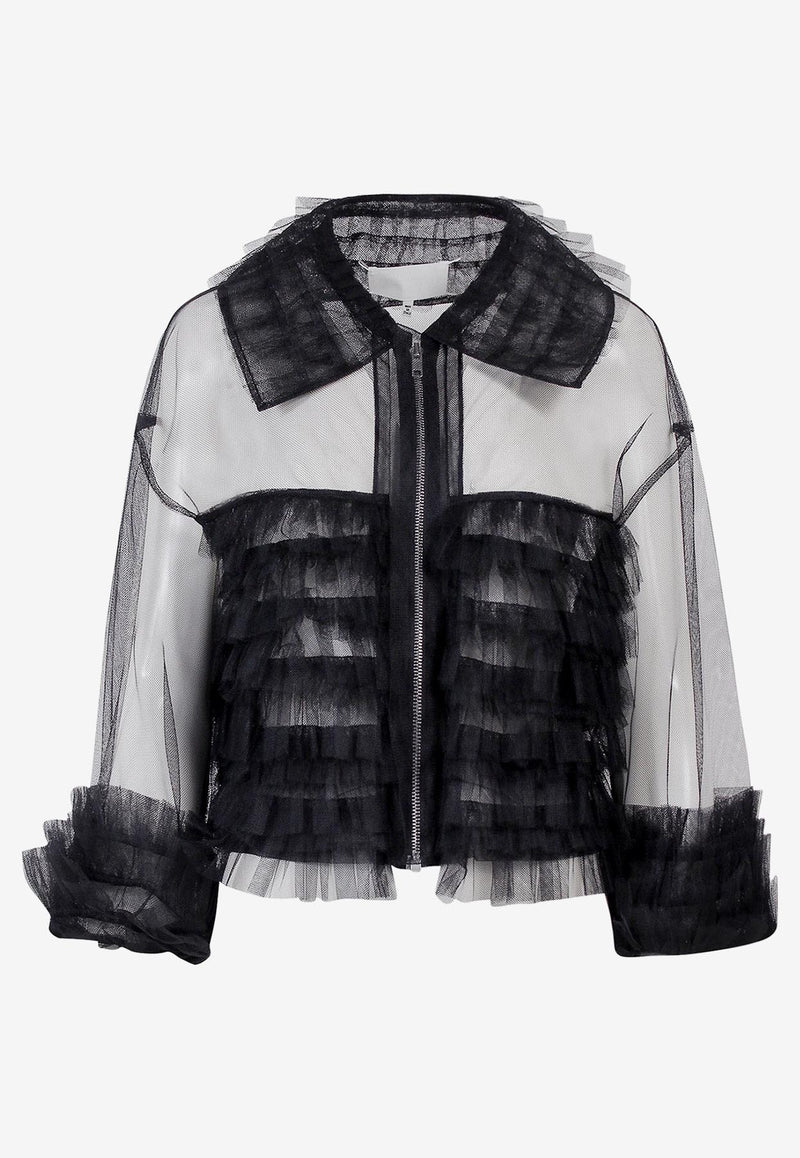 Maison Margiela Sheer Zip-Up Ruffled Jacket Black S31AM0312S54505_900_Black_29848893