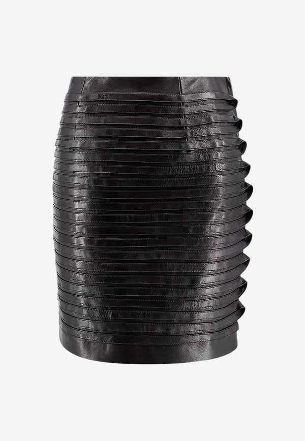 Versace Leather Pleated Mini Skirt Black 10169901A12300_1B000_Black_29841825