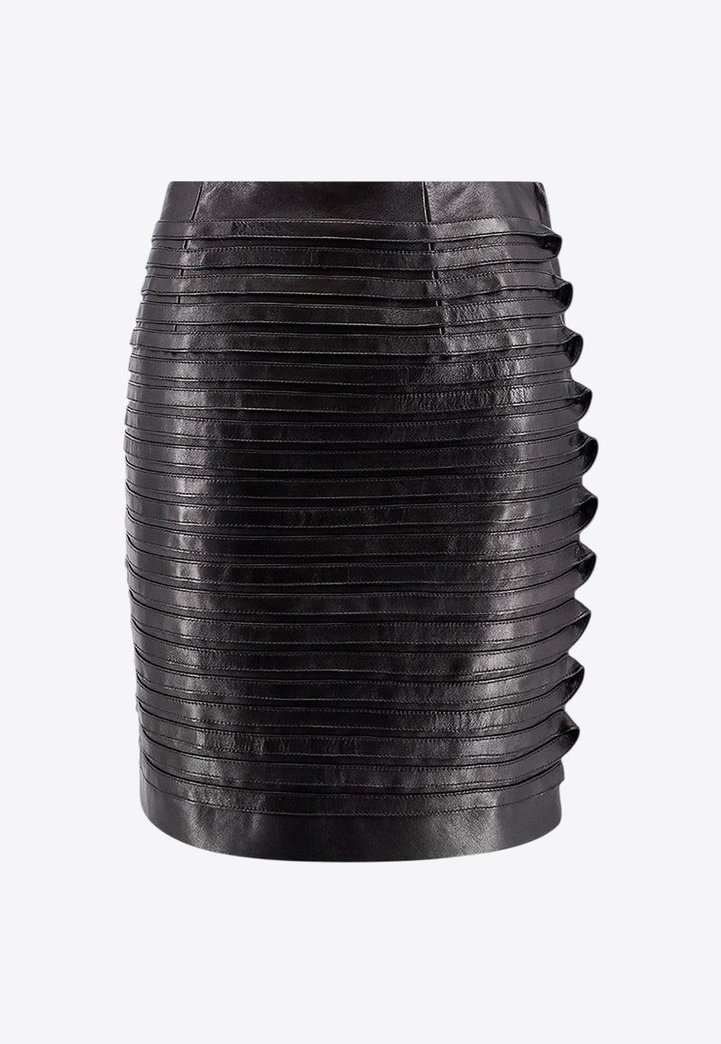 Versace Leather Pleated Mini Skirt Black 10169901A12300_1B000_Black_29841825