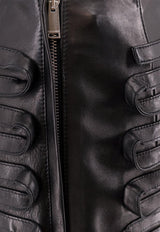 Versace Leather Pleated Mini Skirt Black 10169901A12300_1B000_Black_29841825