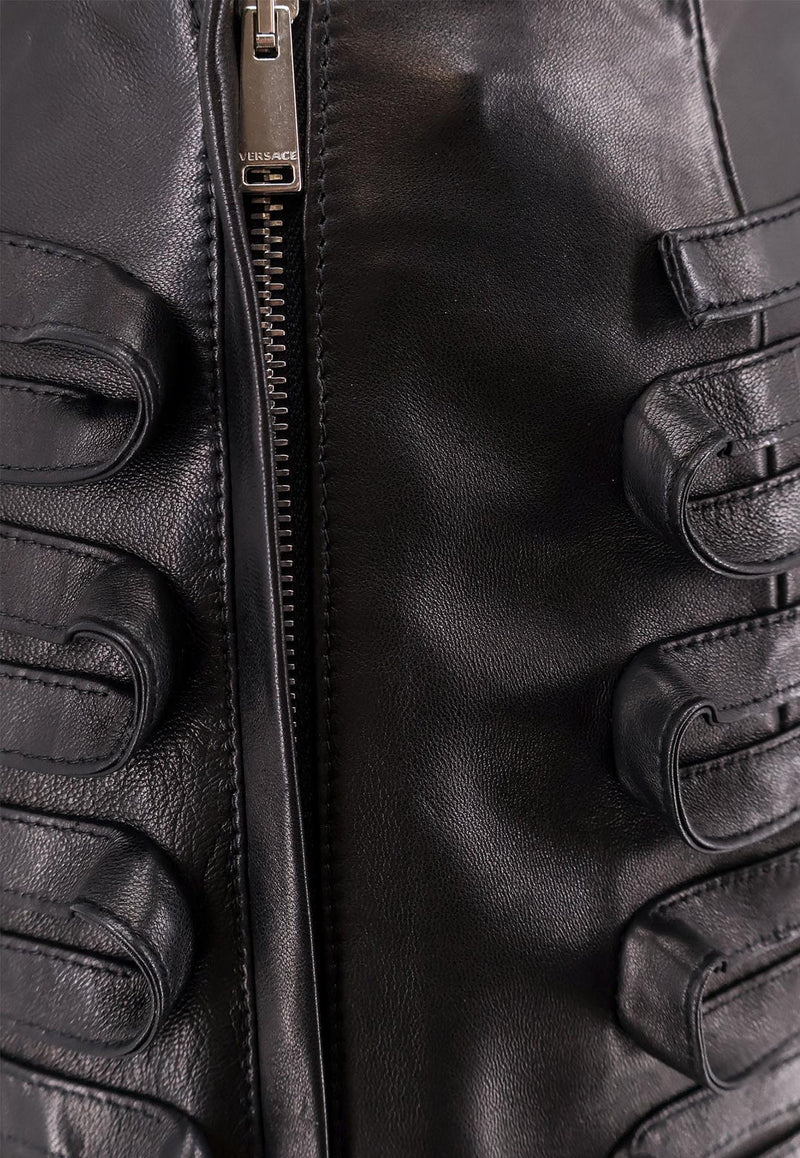 Versace Leather Pleated Mini Skirt Black 10169901A12300_1B000_Black_29841825