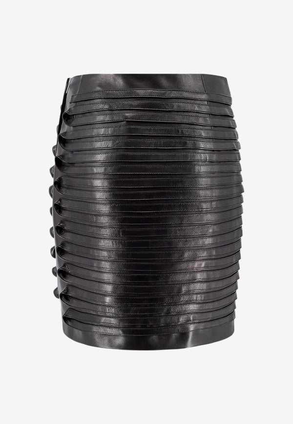 Versace Leather Pleated Mini Skirt Black 10169901A12300_1B000_Black_29841825