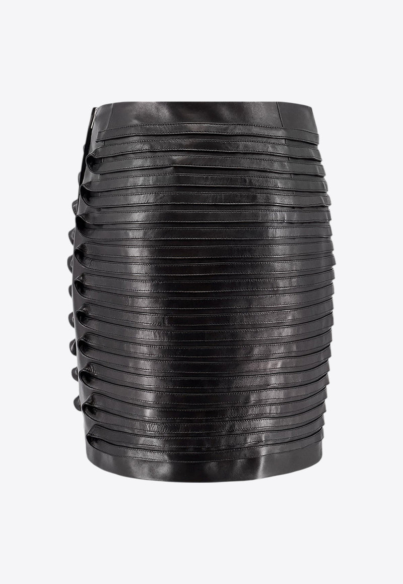 Versace Leather Pleated Mini Skirt Black 10169901A12300_1B000_Black_29841825