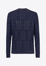 Fendi FF Jacquard Ribbed Wool Sweater Blue FZX091ASGO_F0H5A_Blue_29853540