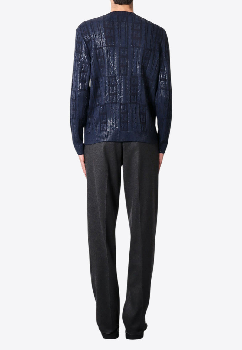 Fendi FF Jacquard Ribbed Wool Sweater Blue FZX091ASGO_F0H5A_Blue_29853540