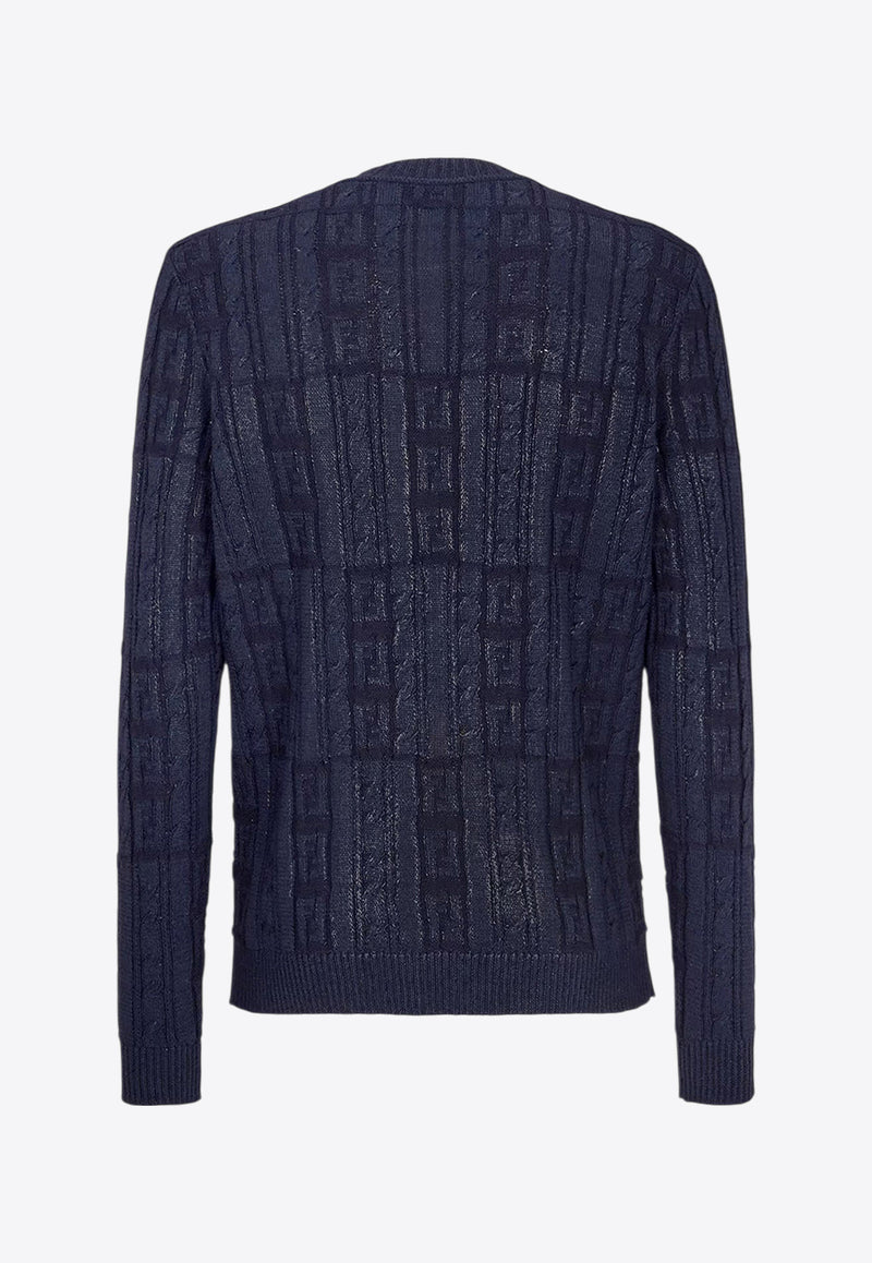 Fendi FF Jacquard Ribbed Wool Sweater Blue FZX091ASGO_F0H5A_Blue_29853540