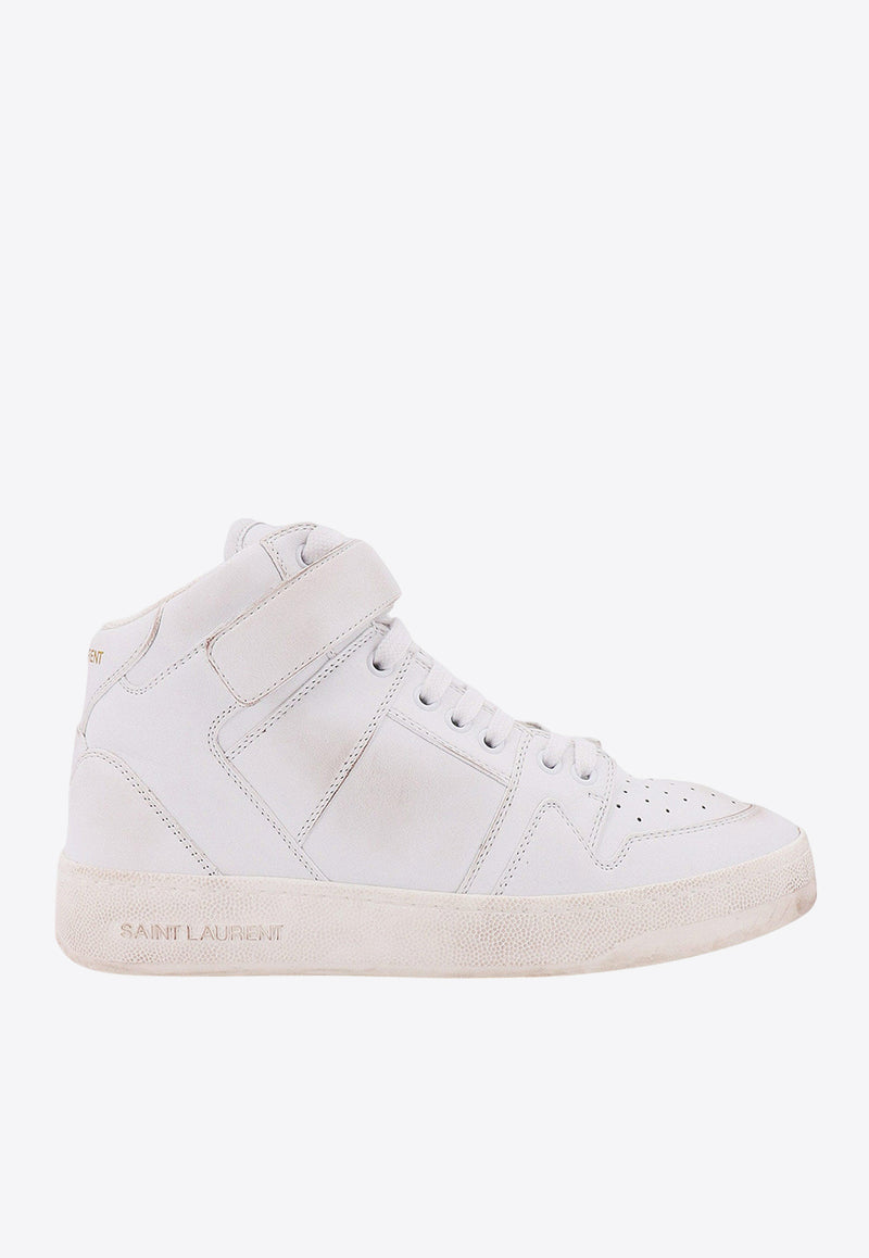Saint Laurent Leather High-Top Sneakers with Logo 75731700N00_9030_White_29852034