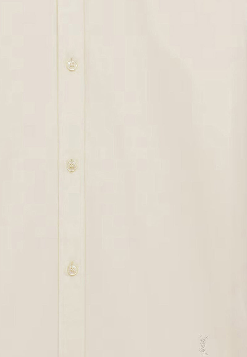 Saint Laurent Long-Sleeved Shirt with Embroidered-Monogram 832339Y1J61_9601_White_30553019