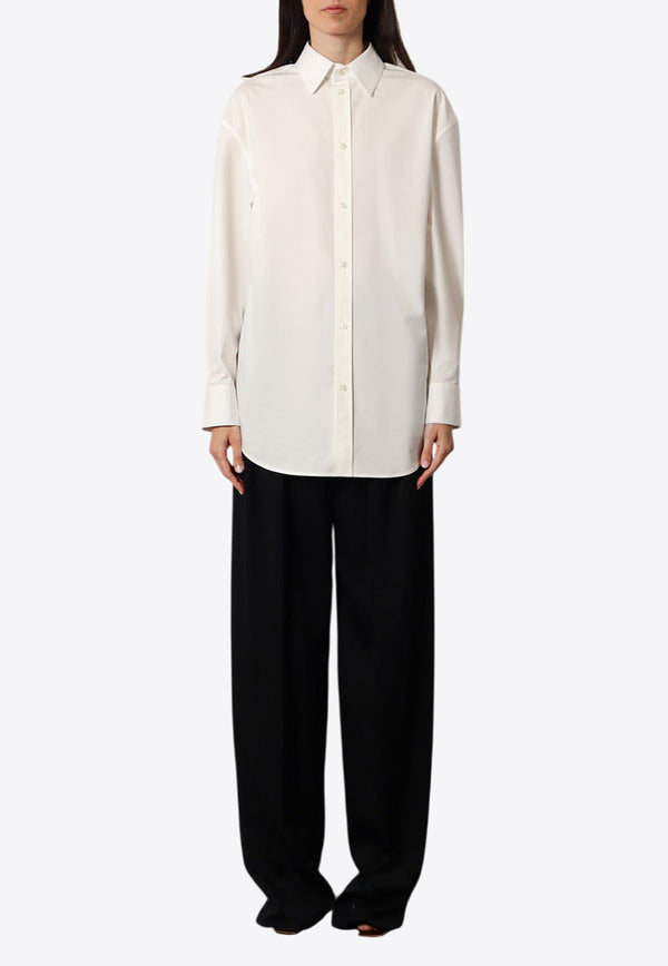 Saint Laurent Long-Sleeved Shirt with Embroidered-Monogram 832339Y1J61_9601_White_30553019