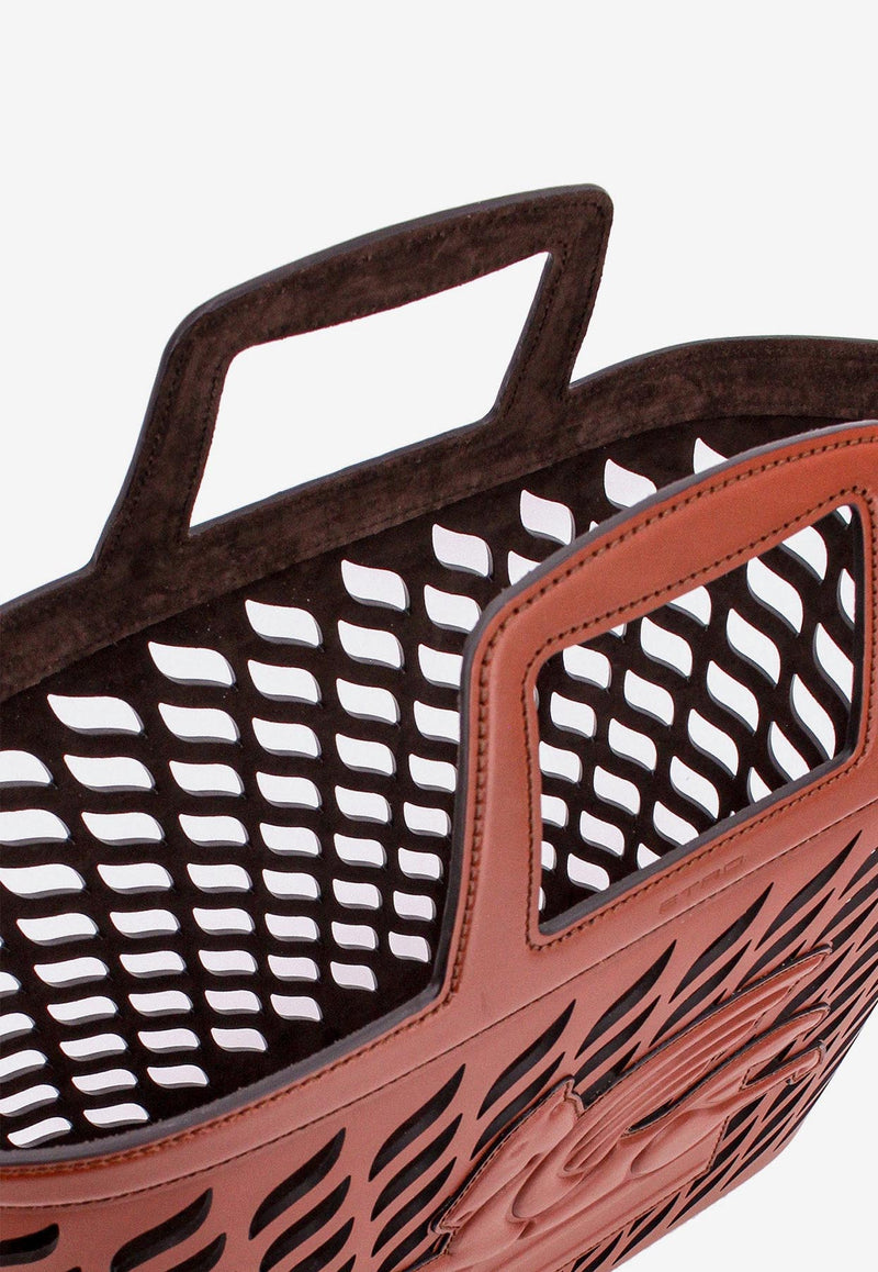 Etro Pegaso Perforated Leather Top Handle Bag  Brown 1P0532211_0101_Brown_29846036