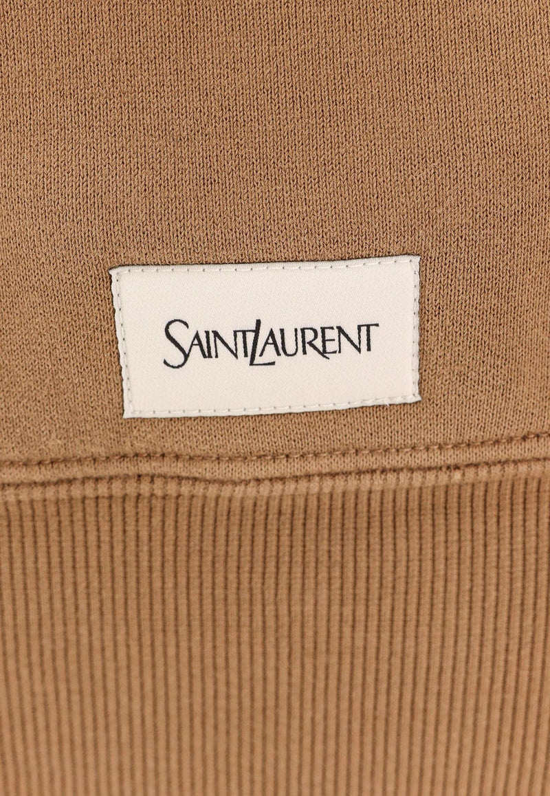 Saint Laurent Logo Tag Crewneck Sweatshirt Brown 807761Y36SV_2298_Brown_29850075
