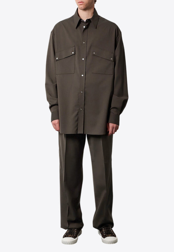 Fendi Oversized Long-Sleeved Shirt Green FW1319ASCH_F03NT_Green_29850816