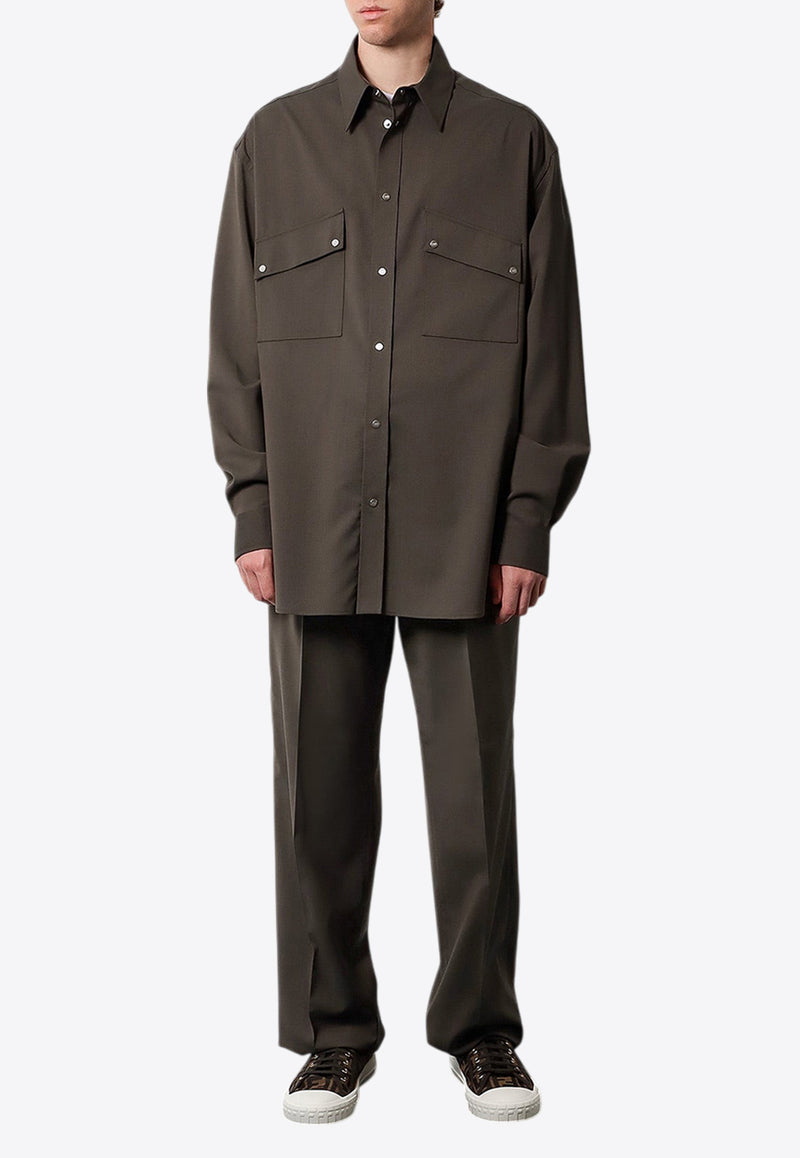 Fendi Oversized Long-Sleeved Shirt Green FW1319ASCH_F03NT_Green_29850816