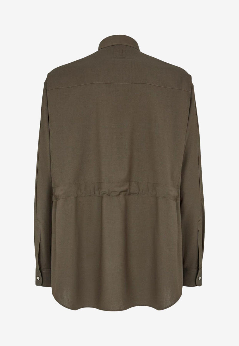 Fendi Oversized Long-Sleeved Shirt Green FW1319ASCH_F03NT_Green_29850816