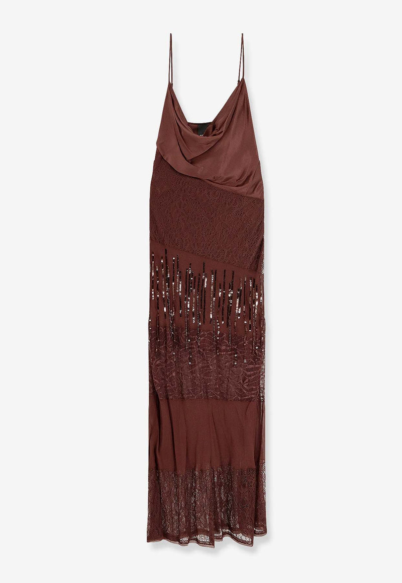 PINKO Ibis Sequin-Embellished Maxi Dress Brown 104752A2DG_L78_Brown_29848163