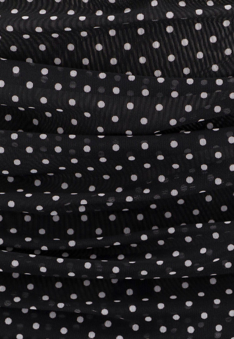 Dolce & Gabbana Polka Dot Draped Midi Dress Black F6JIYTFSRP1_HN56W_Black_29845333