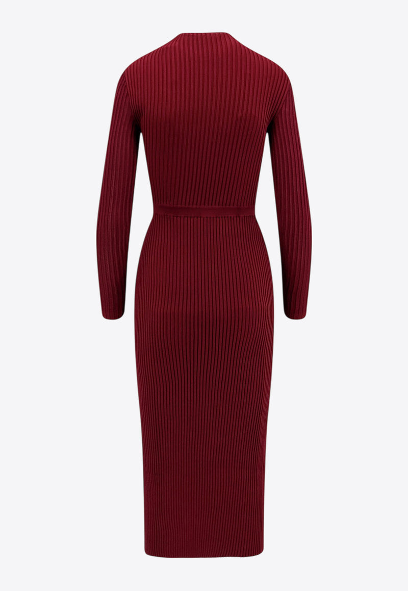 Self-Portrait Viscose Long-Sleeved Midi Dress Burgundy PF25080MBUBURGUNDY_Purple_29844328