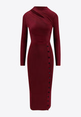 Self-Portrait Viscose Long-Sleeved Midi Dress Burgundy PF25080MBUBURGUNDY_Purple_29844328
