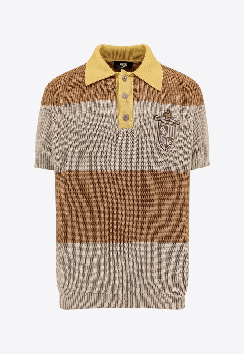 Fendi Club Crest Rib-Knit Polo T-shirt Beige FZC370AU7S_F1RWW_Beige_29850679