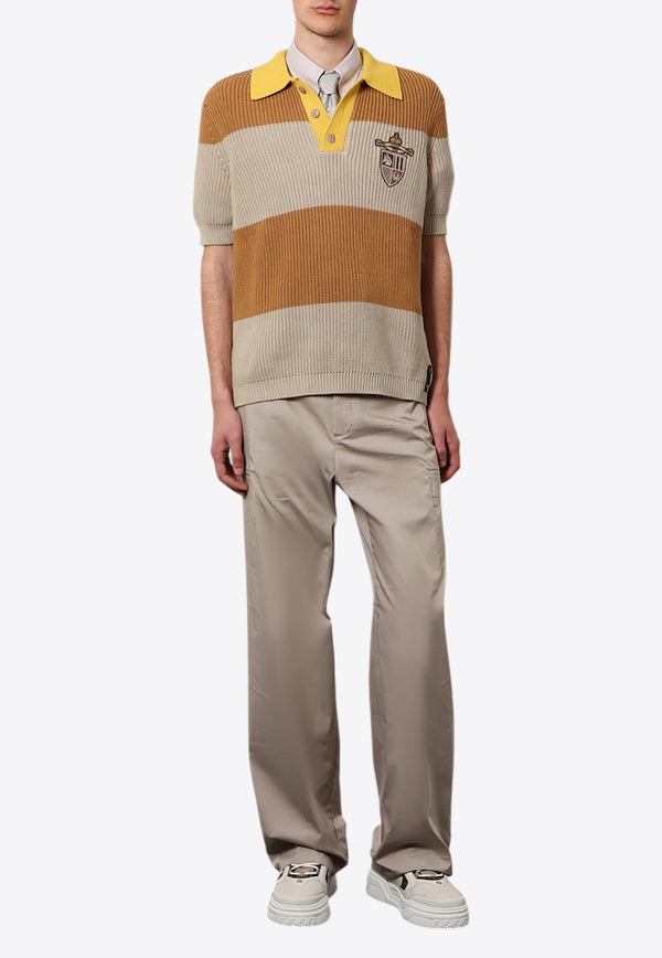 Fendi Club Crest Rib-Knit Polo T-shirt Beige FZC370AU7S_F1RWW_Beige_29850679