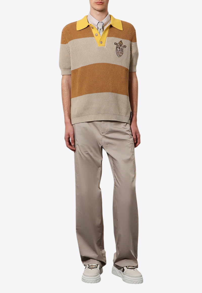 Fendi Club Crest Rib-Knit Polo T-shirt Beige FZC370AU7S_F1RWW_Beige_29850679