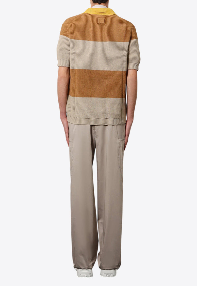 Fendi Club Crest Rib-Knit Polo T-shirt Beige FZC370AU7S_F1RWW_Beige_29850679