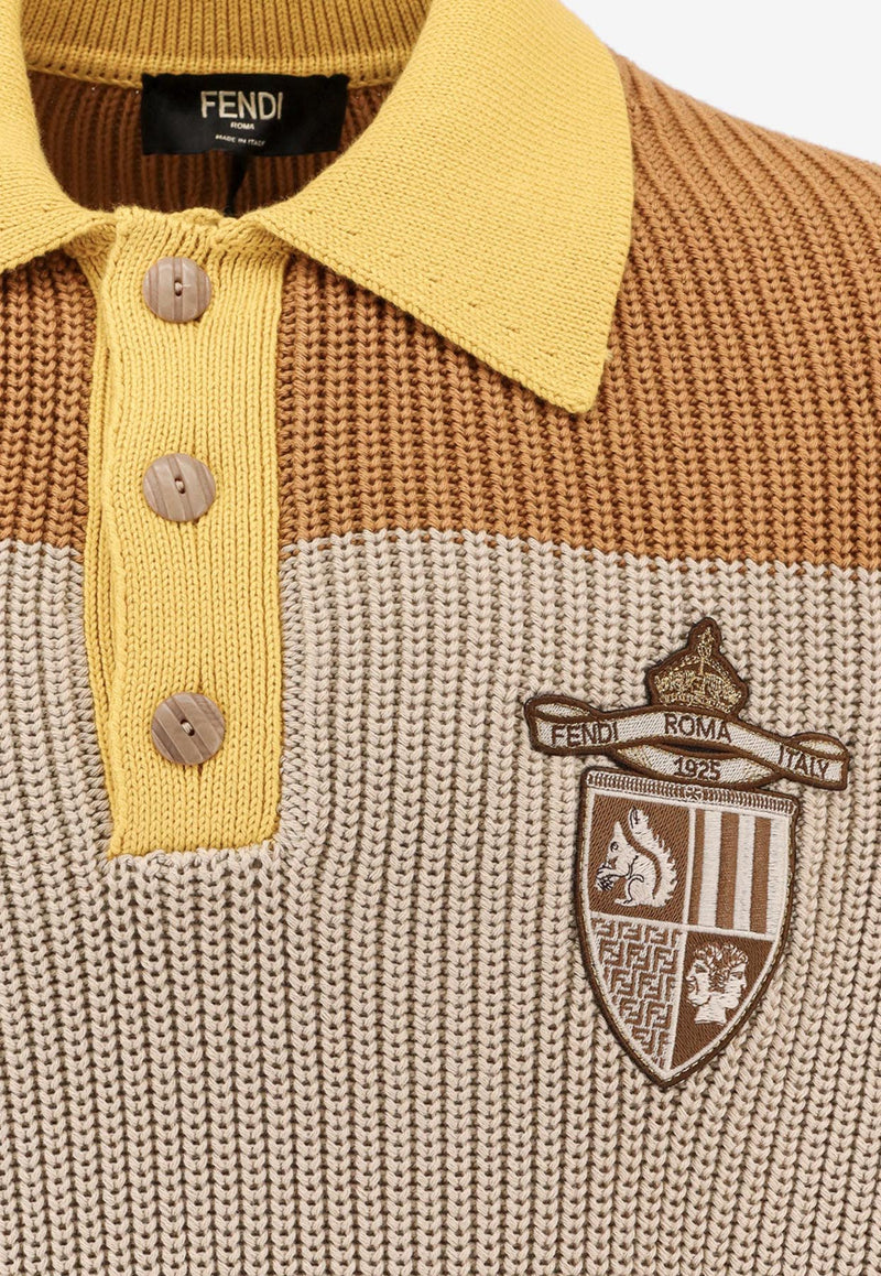 Fendi Club Crest Rib-Knit Polo T-shirt Beige FZC370AU7S_F1RWW_Beige_29850679