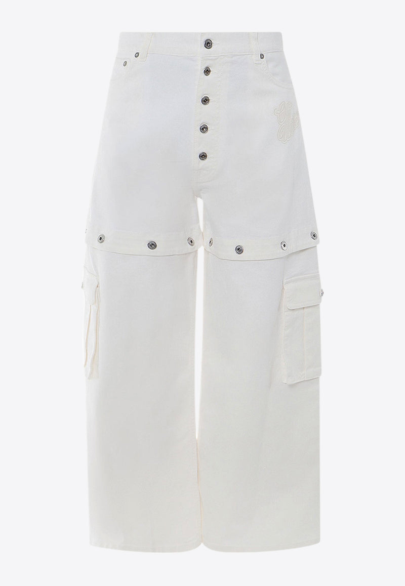 Off-White 90's Logo Patch Cargo Jeans White OMYA183S24DEN001_0202_White_29844487