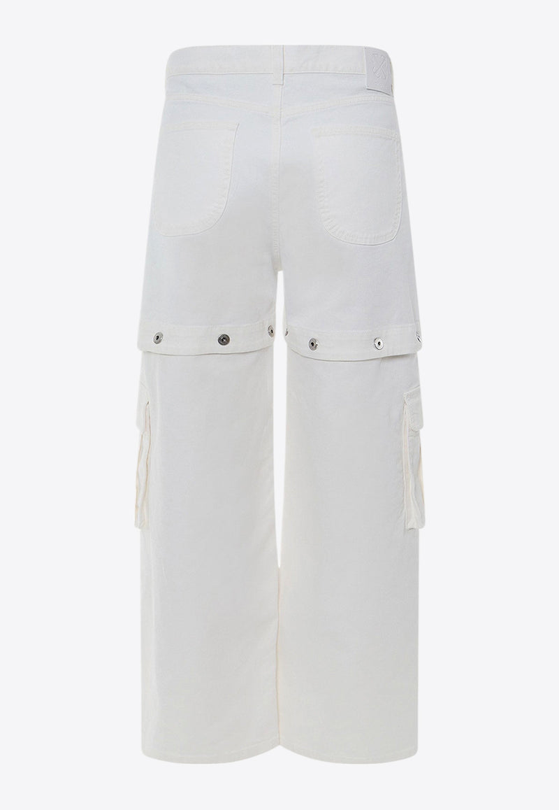 Off-White 90's Logo Patch Cargo Jeans White OMYA183S24DEN001_0202_White_29844487