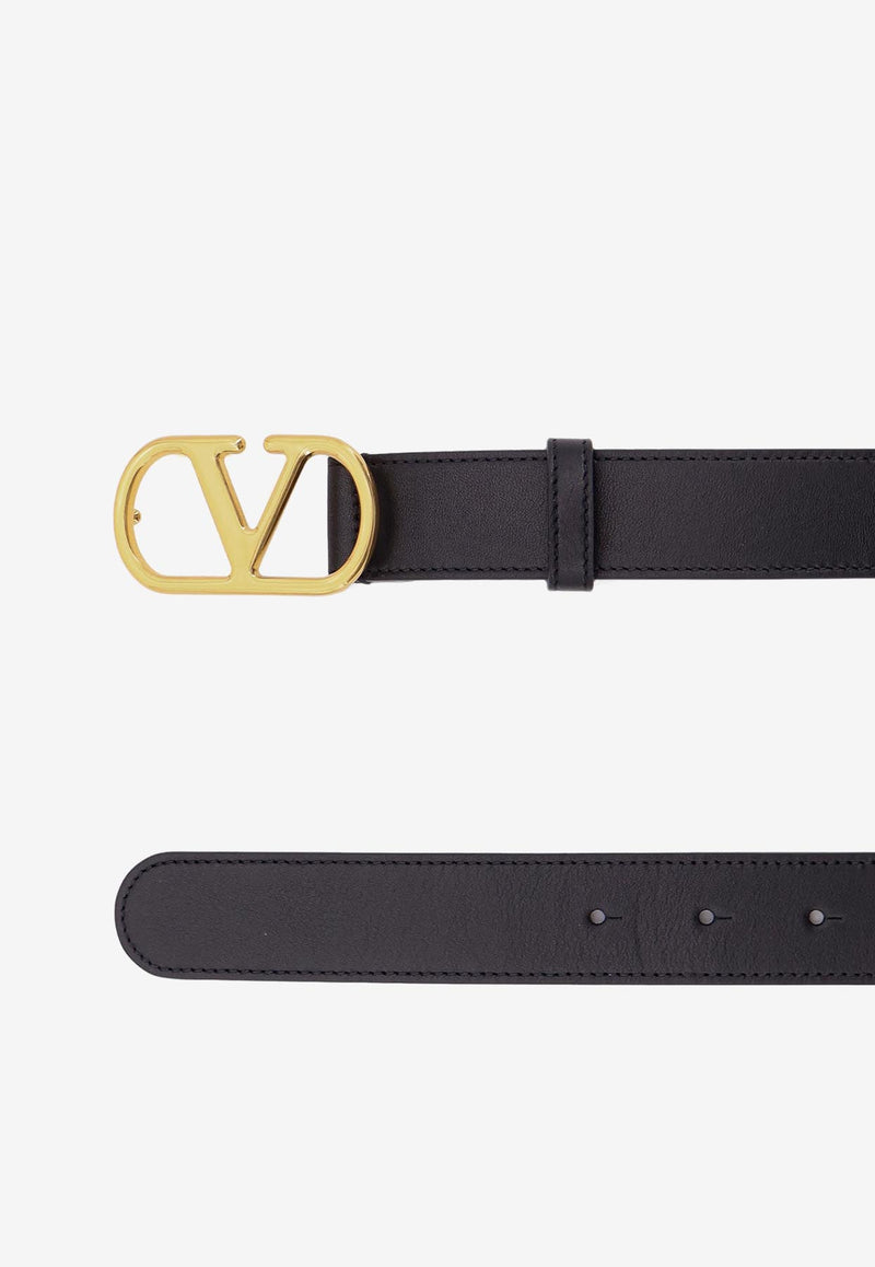 Valentino VLogo Signature Belt in Shiny Calfskin Black 7W2T0SM3IYR0NO_Black_29842430