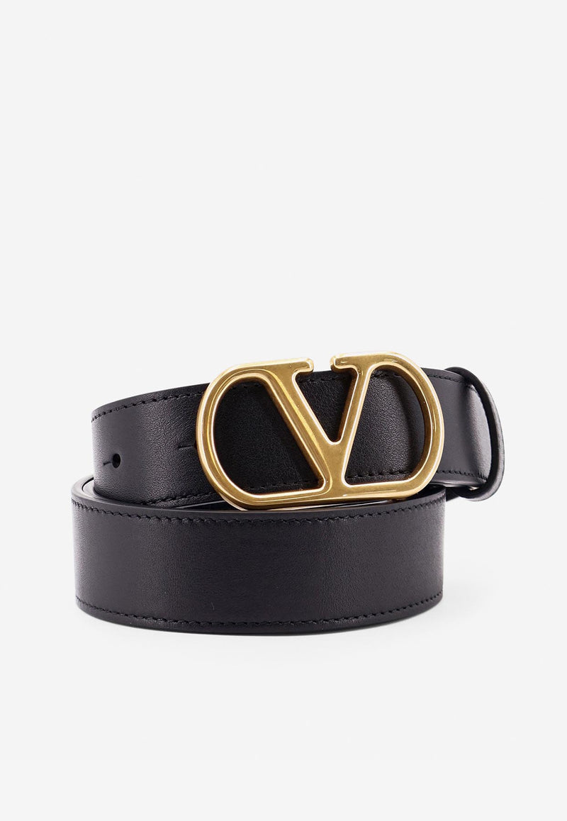 Valentino VLogo Signature Belt in Shiny Calfskin Black 7W2T0SM3IYR0NO_Black_29842430