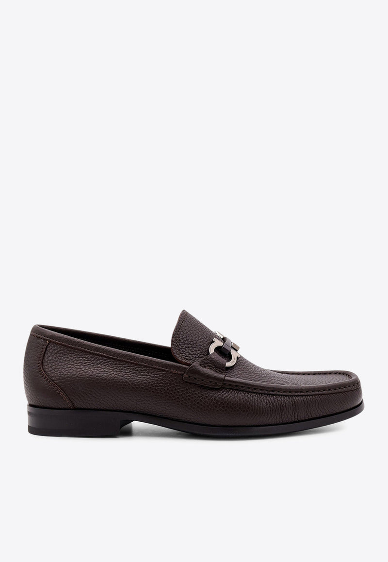 Ferragamo Gancini Grained Leather Loafers Brown 029392642847_MARRONE_Brown_29841643