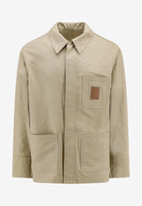Ferragamo Logo Patch Button-Up Jacket Beige 143832771558_SAND_Beige_29842638