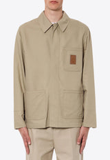 Ferragamo Logo Patch Button-Up Jacket Beige 143832771558_SAND_Beige_29842638