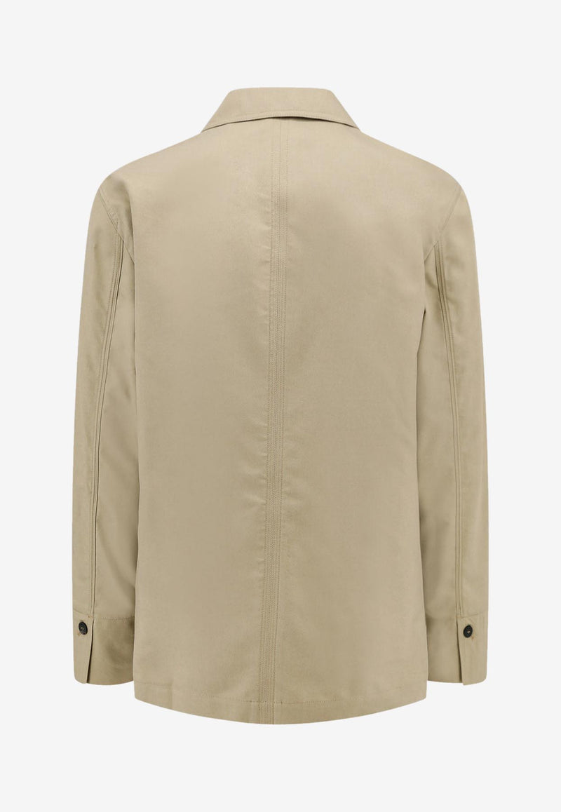 Ferragamo Logo Patch Button-Up Jacket Beige 143832771558_SAND_Beige_29842638