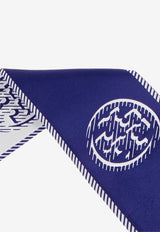 Tory Burch Medallion Logo Ribbon Silk Tie Blue 174863400_Ballpoint blue_29841605