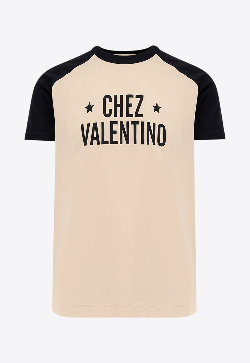Valentino Chez Logo T-shirt Beige 7V3MG17DAYCQT3_Burro/nero_29841732