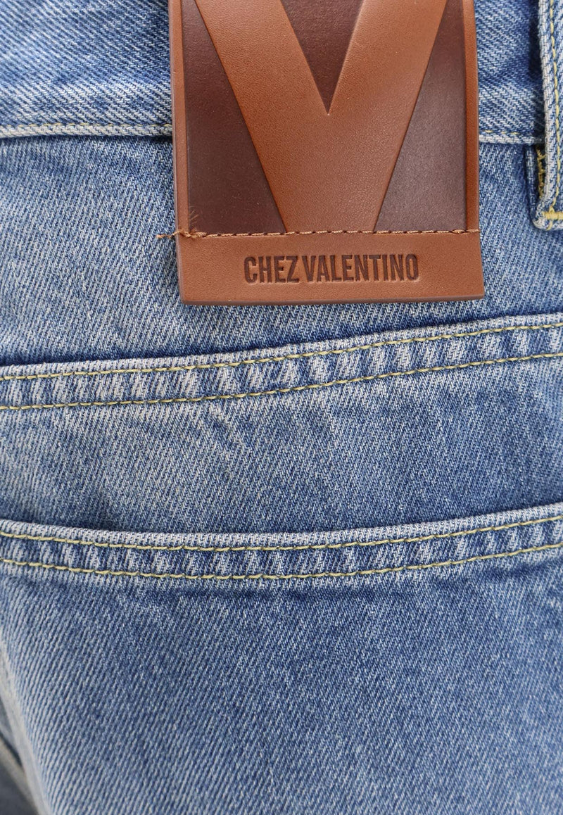 Valentino Chez Logo Patch Straight-Leg Jeans Denim 7B3DD20G9HC558_Medium blue denim_29840135