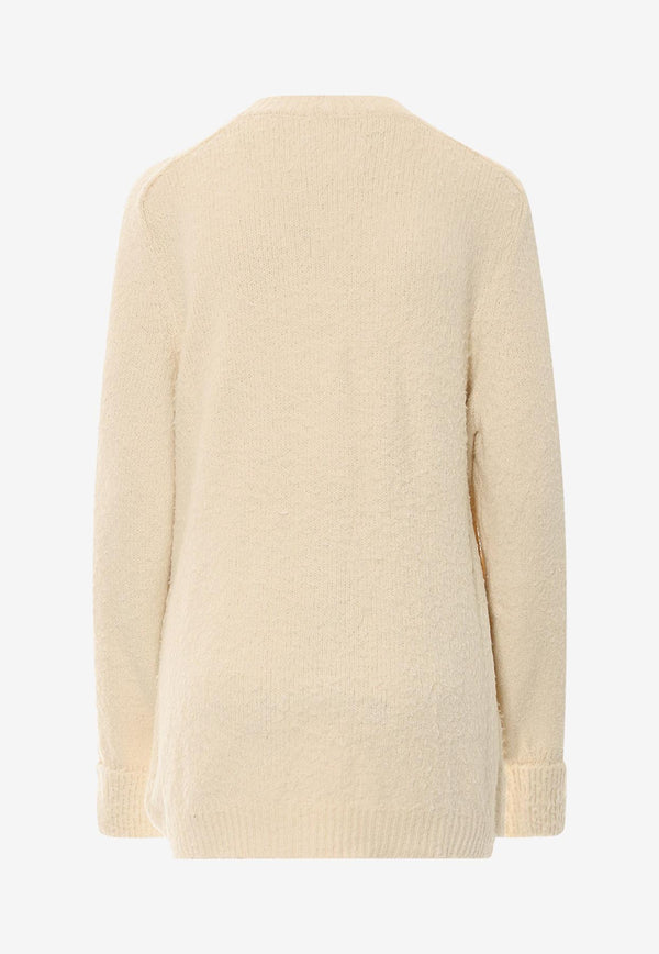 Maison Margiela Knitted V-neck Cardigan Cream SI0GP0002S17664_101_White_29841835