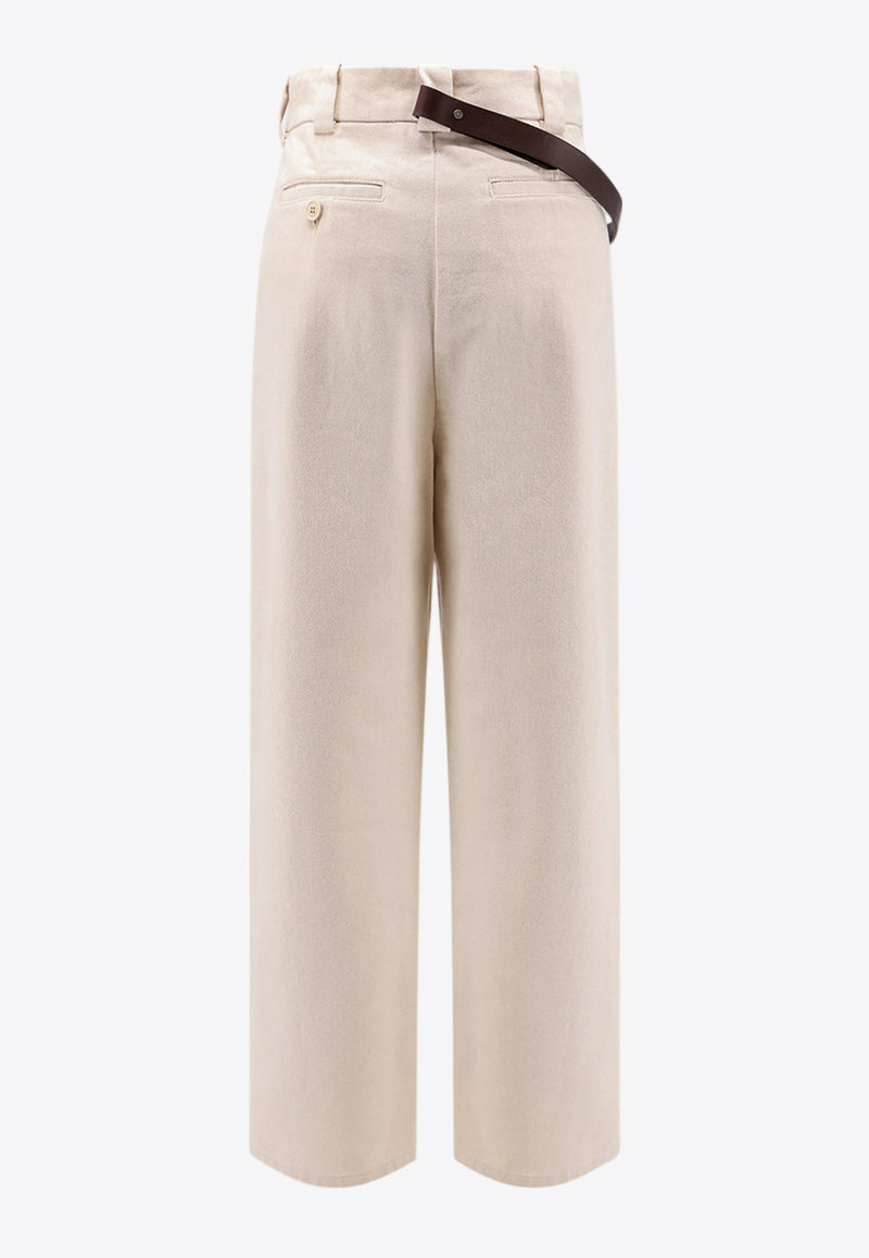 PINKO Logo Embroidered Wide-Leg Jeans Beige 105071A2JP_C21_Beige_29842530