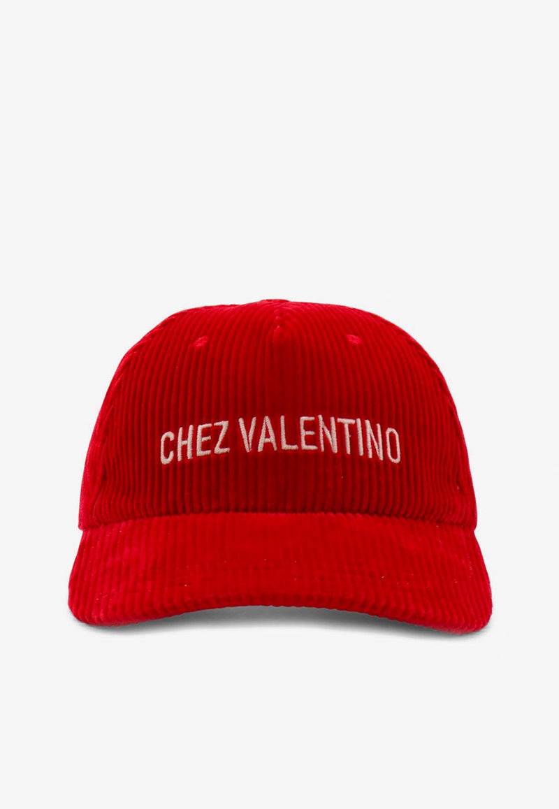 Valentino Chez Logo Corduroy Baseball Cap Red 7Y2HDA41TQJRHM_ROSSO/BURRO_29840454