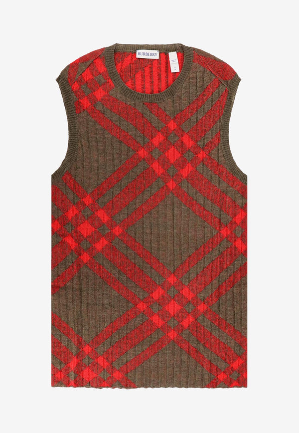 Burberry Wool and Mohair Checked Sweater Red 8093576_C1205_Red_29844872