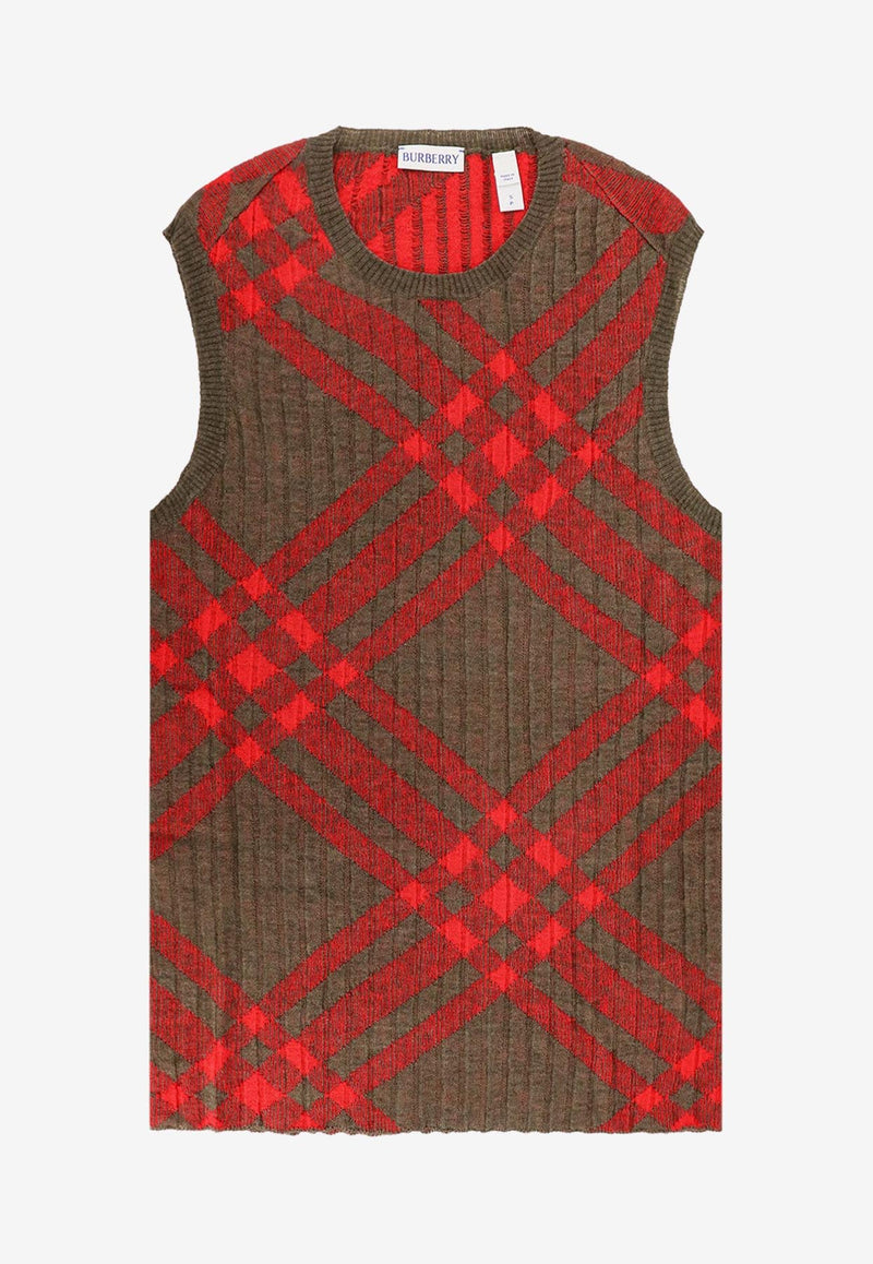 Burberry Wool and Mohair Checked Sweater Red 8093576_C1205_Red_29844872