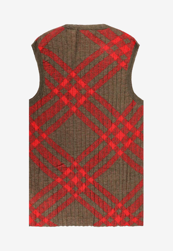 Burberry Wool and Mohair Checked Sweater Red 8093576_C1205_Red_29844872