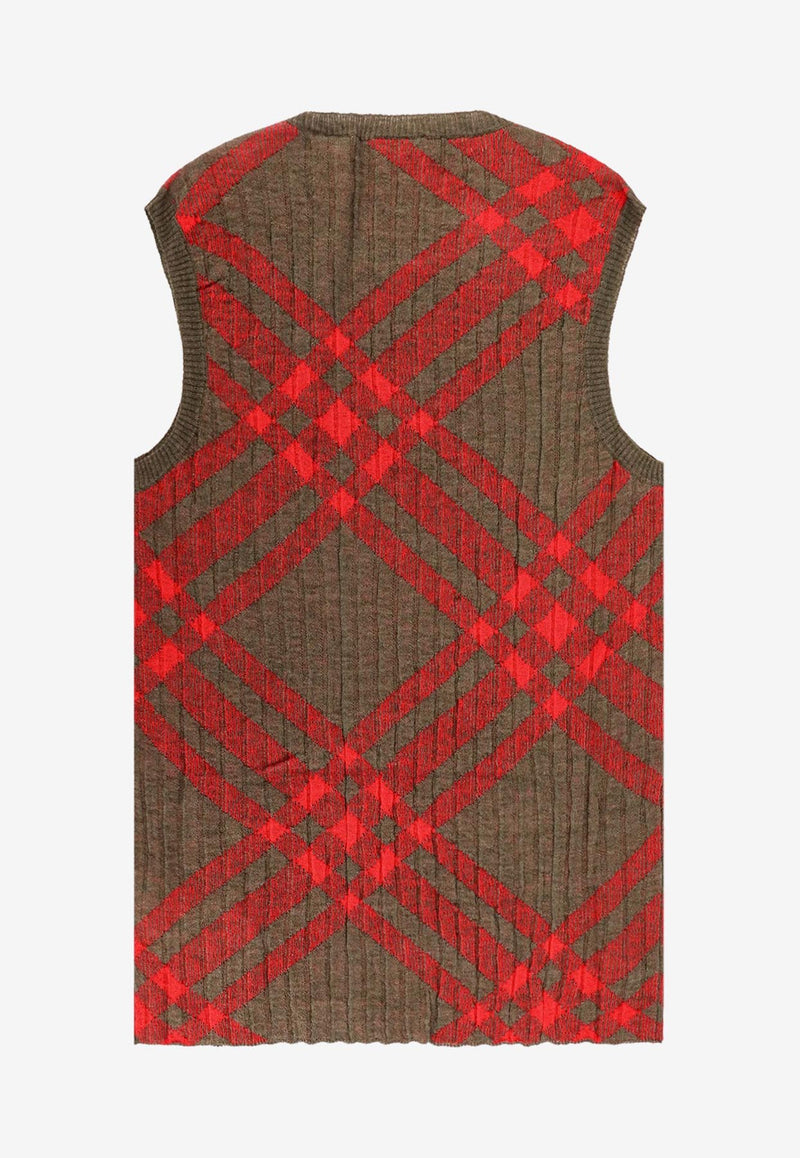 Burberry Wool and Mohair Checked Sweater Red 8093576_C1205_Red_29844872