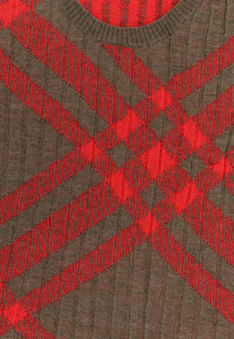 Burberry Wool and Mohair Checked Sweater Red 8093576_C1205_Red_29844872