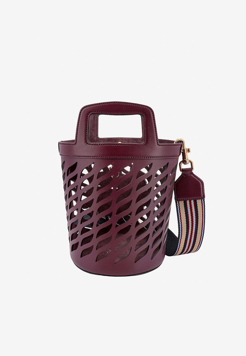 Etro Pegaso Perforated Leather Bucket Bag  Bordeaux 1P0782211_0400_Brown_29839370
