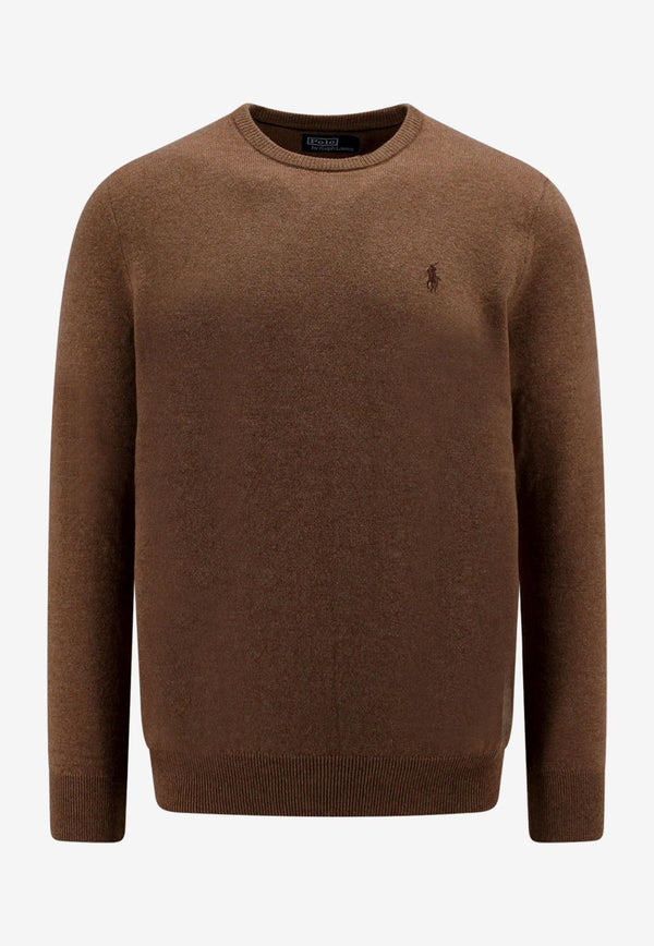 Polo Ralph Lauren Logo Embroidered Wool Sweater Brown 710876714_012_Brown_29840371