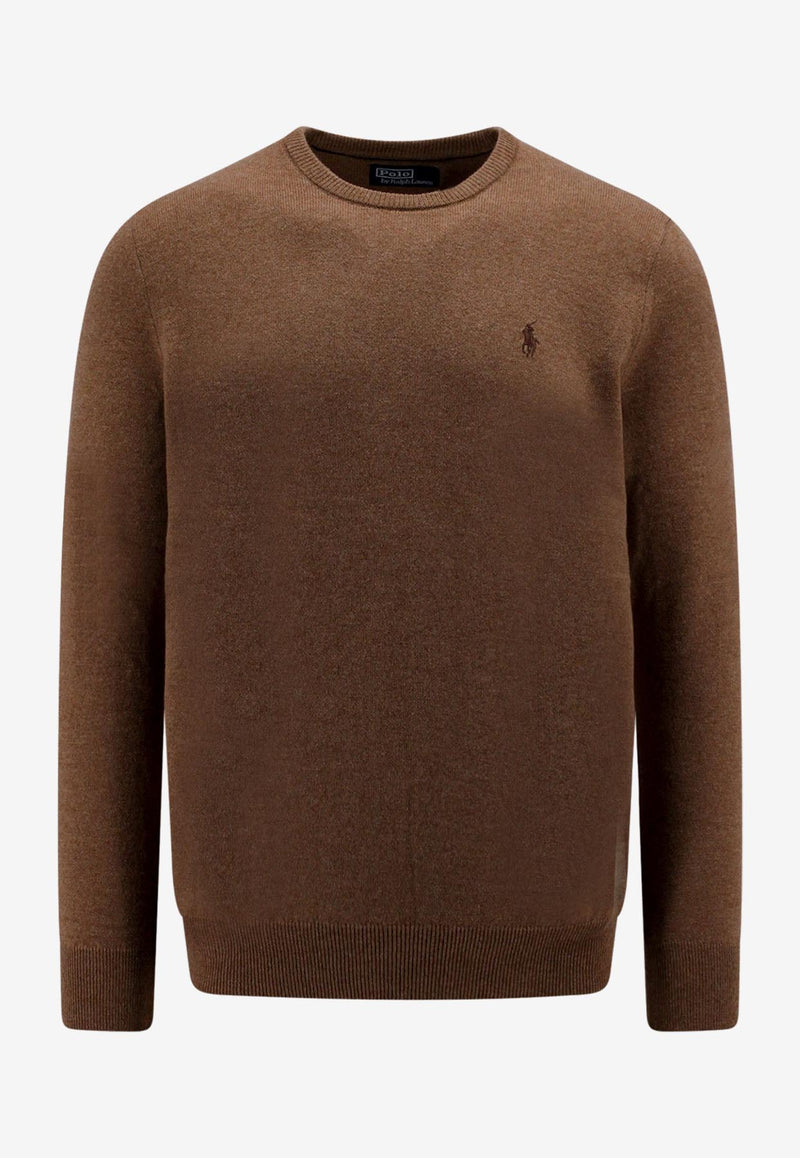 Polo Ralph Lauren Logo Embroidered Wool Sweater Brown 710876714_012_Brown_29840371